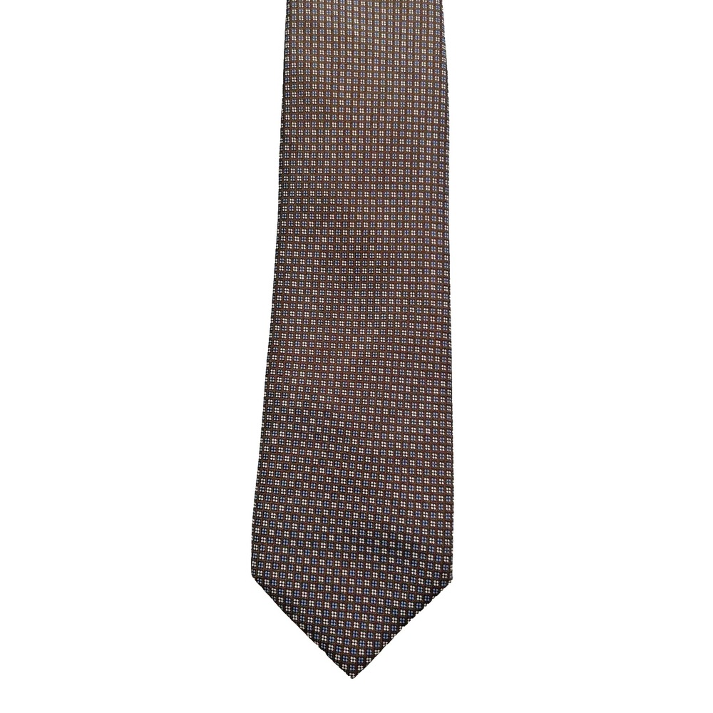 English Laundry by Christopher Wicks Brown Blue Geometric‎ Silk MensTie 3"x59"